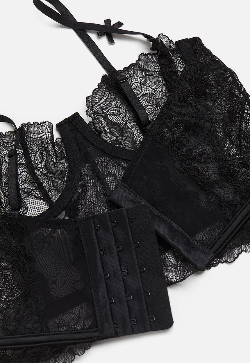 H&M - Non-padded lace bustier - black