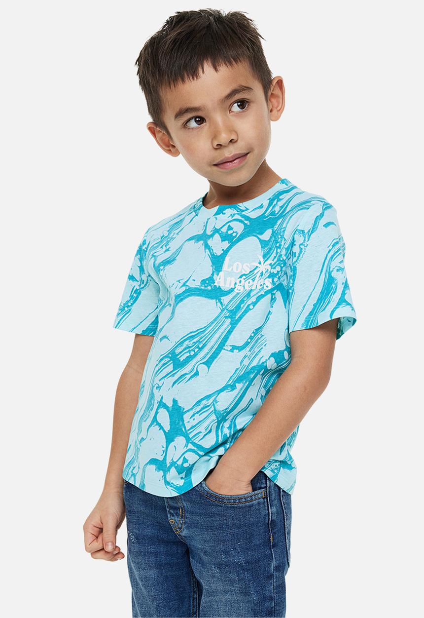 H&M - Cotton T-shirt - turquoise/marbled