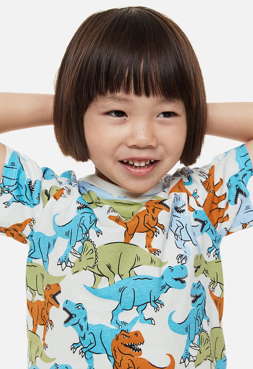 H&M - Cotton T-shirt - white/dinosaurs