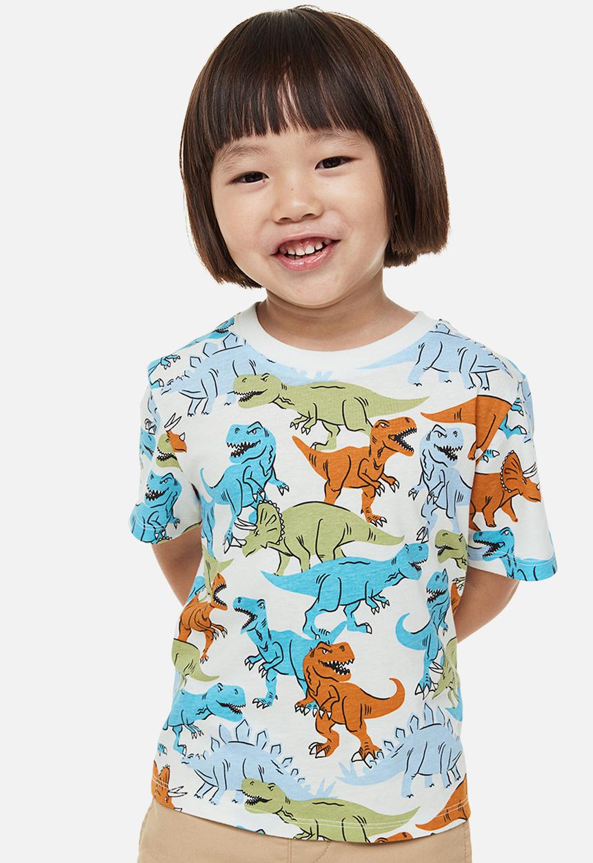 H&M - Cotton T-shirt - white/dinosaurs