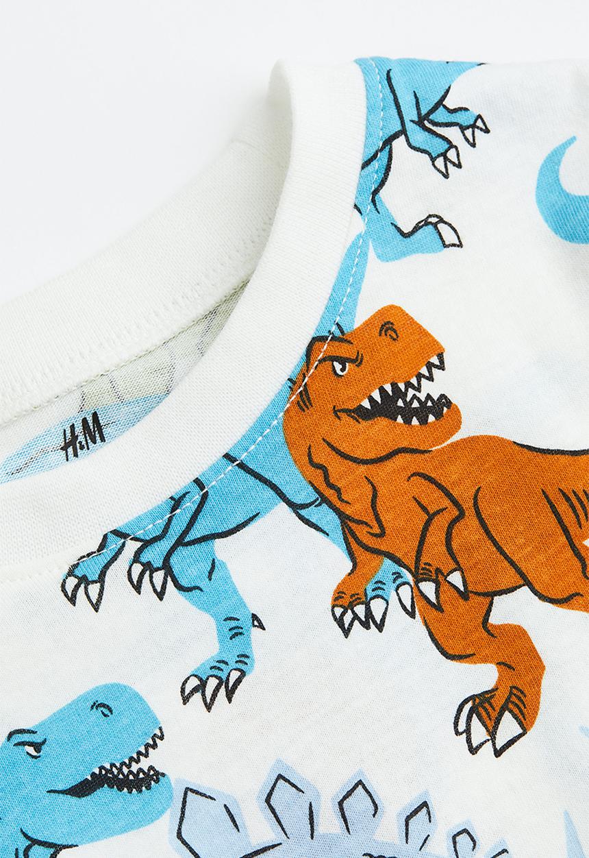 H&M - Cotton T-shirt - white/dinosaurs