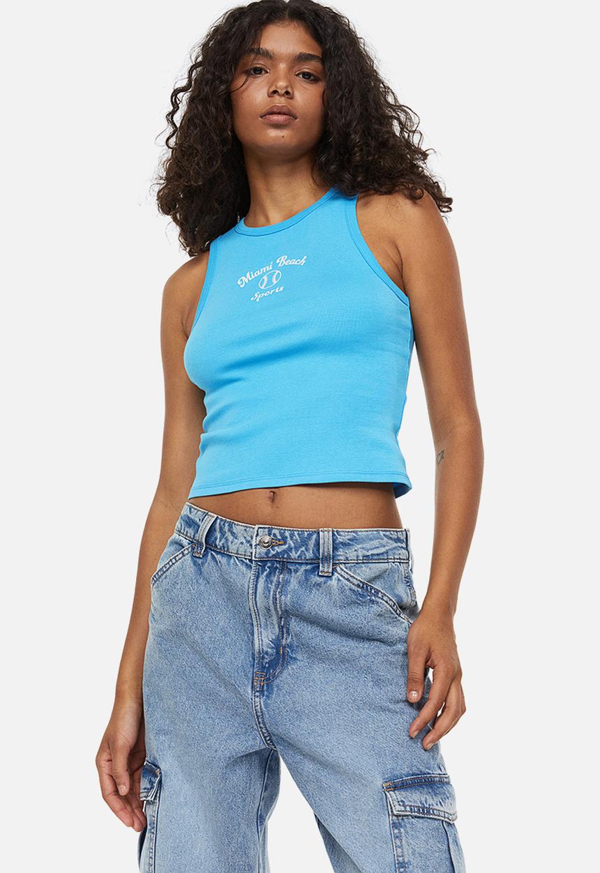 H&M - Printed vest top - blue / miami beach 
