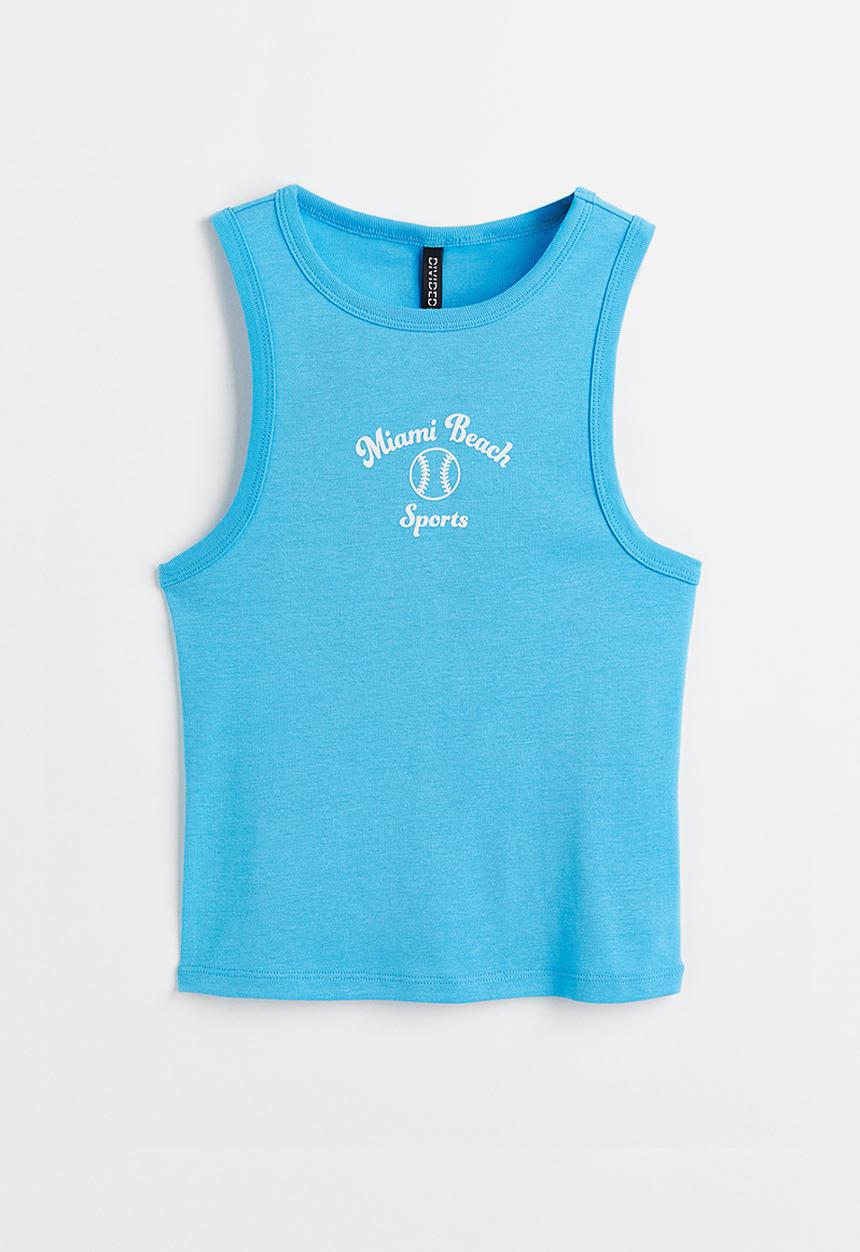 H&M - Printed vest top - blue / miami beach 