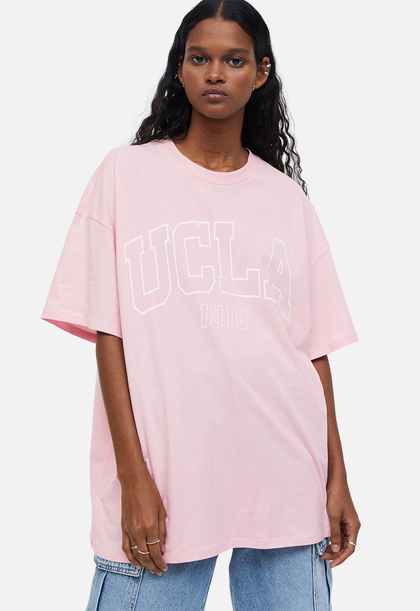 H&M - Oversized printed t-shirt - light pink / ucla 