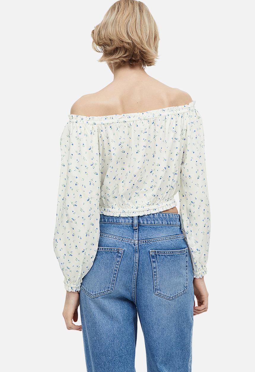 H&M - Off-the-shoulder blouse - white / floral 