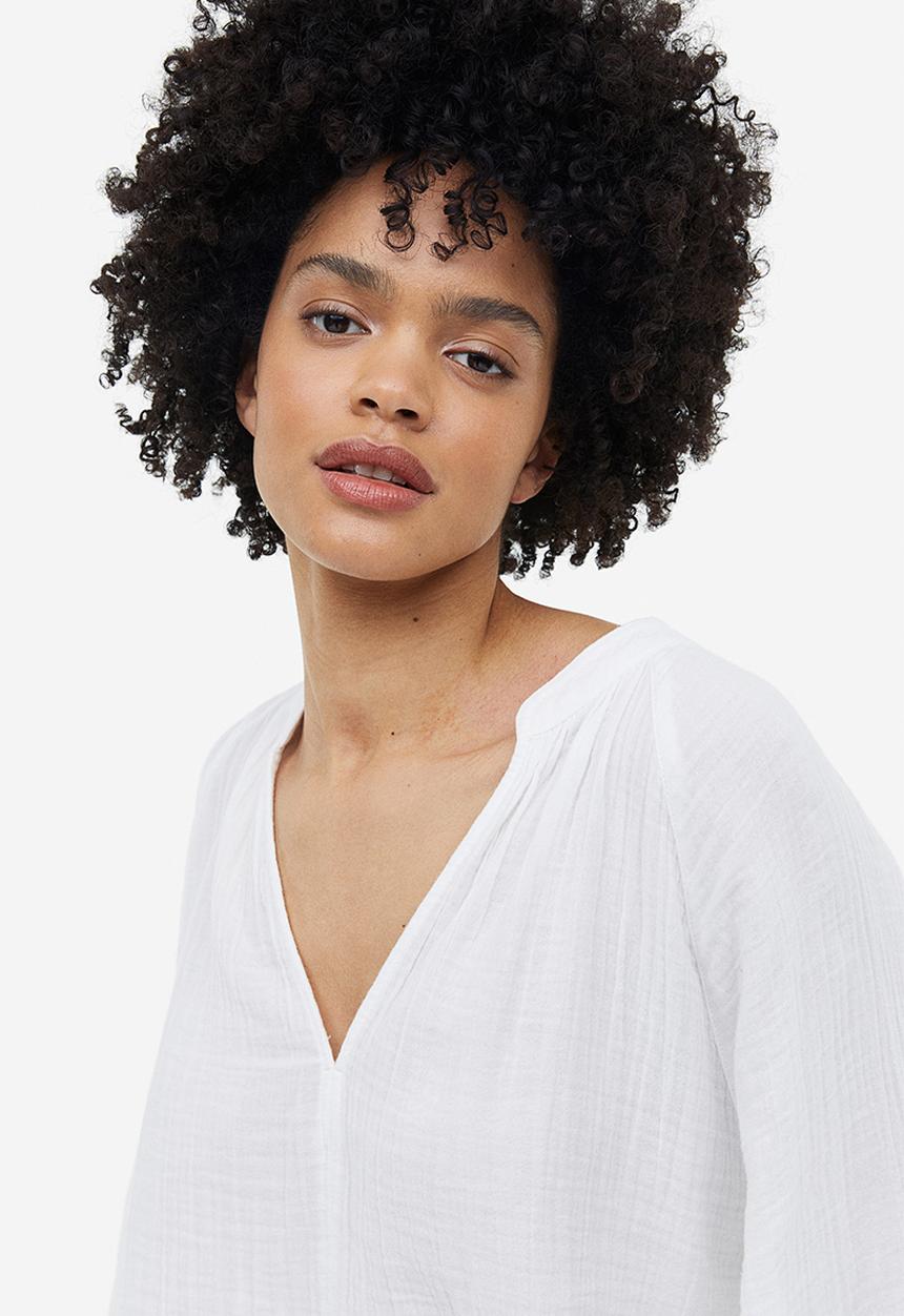 H&M - Double-weave blouse - white