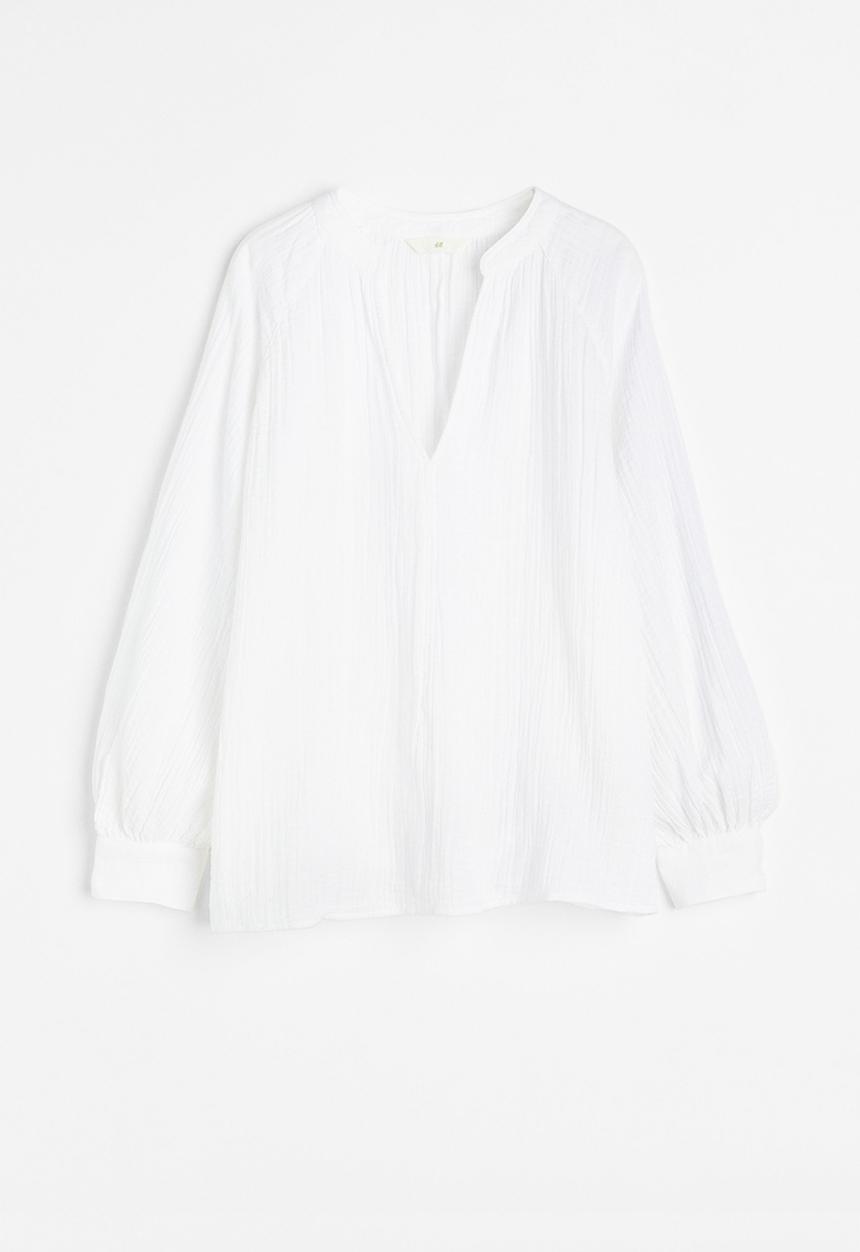 H&M - Double-weave blouse - white