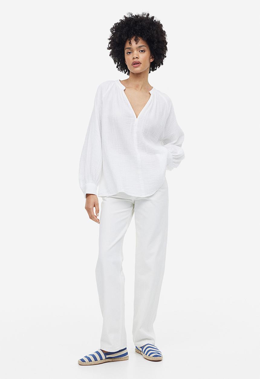 H&M - Double-weave blouse - white
