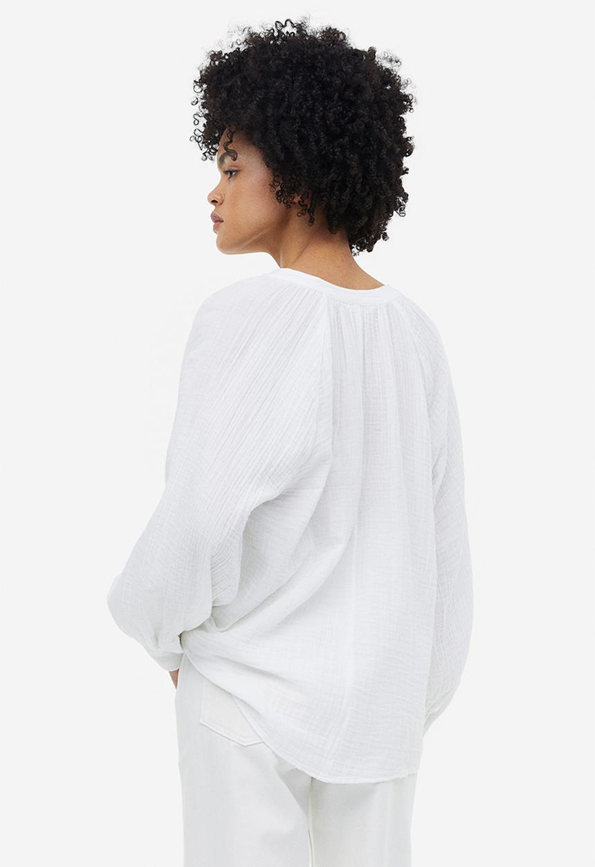 H&M - Double-weave blouse - white
