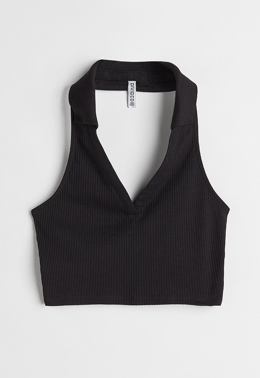 H&M - Collared halterneck top - black