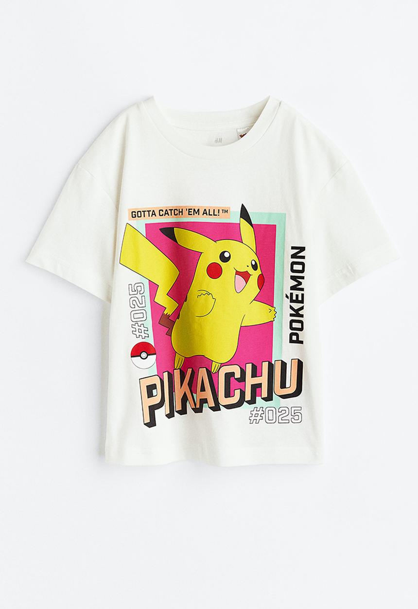 H&M - Printed T-shirt - white/pokémon