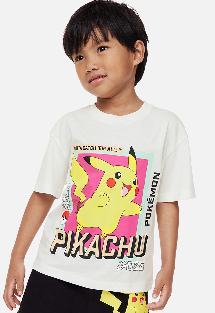H&M - Printed T-shirt - white/pokémon