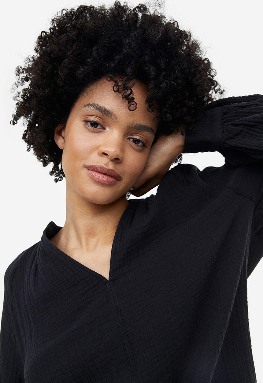 H&M - Double-weave blouse - black