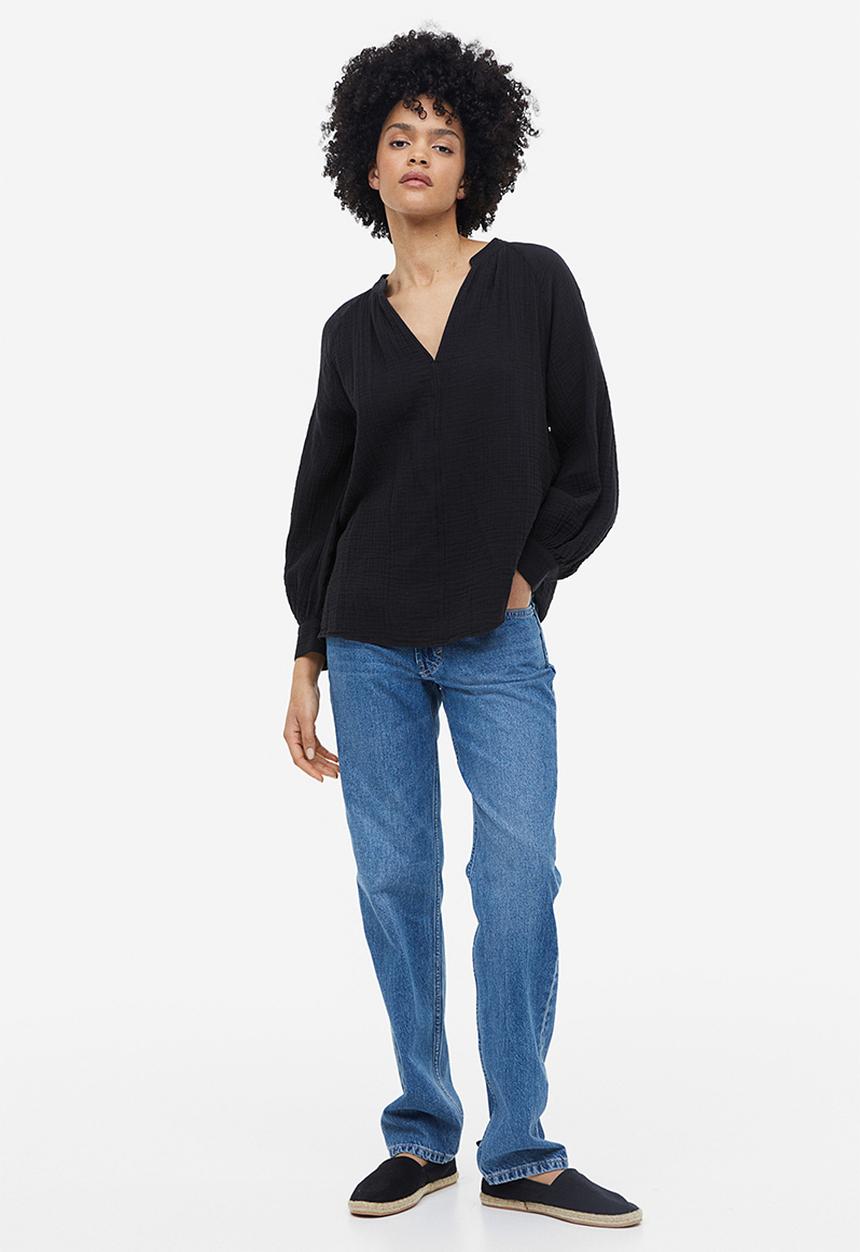 H&M - Double-weave blouse - black