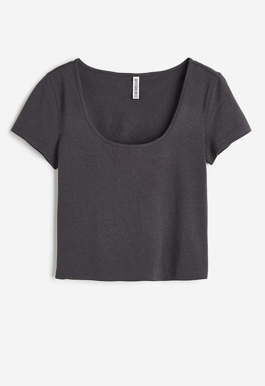 H&M - Cotton jersey top - dark grey