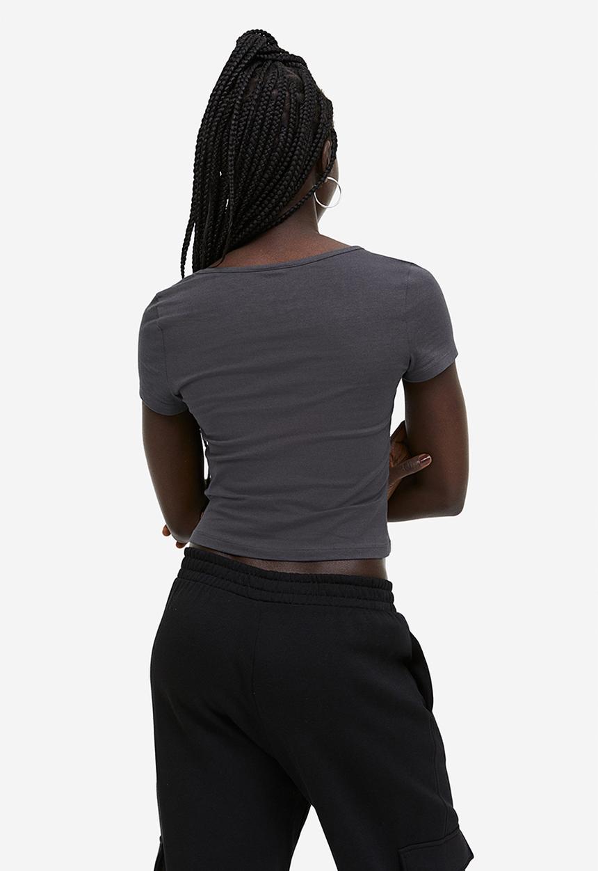 H&M - Cotton jersey top - dark grey