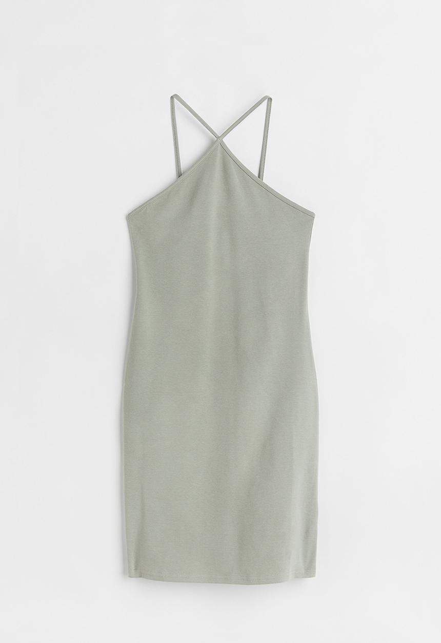 H&M - Cotton dress - light khaki green 