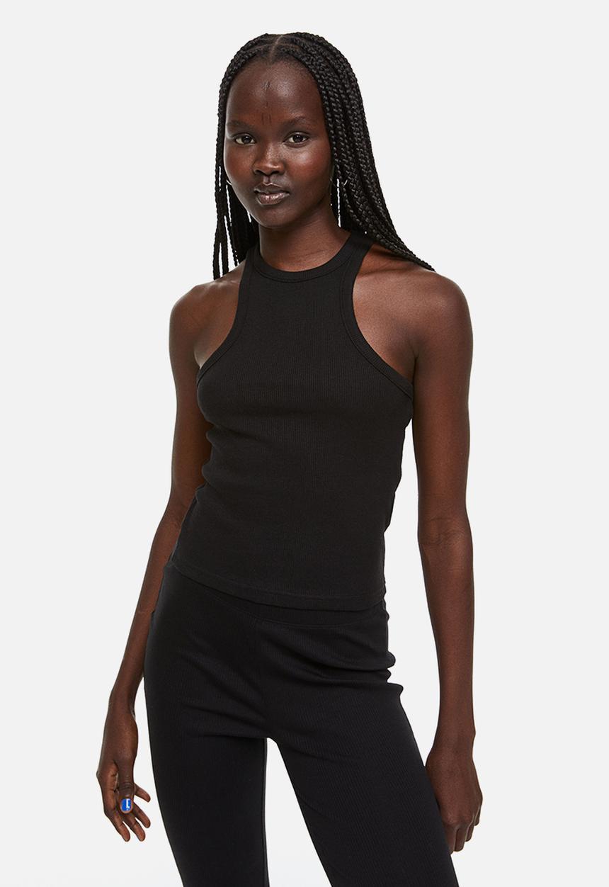 H&M - Cropped vest top - black