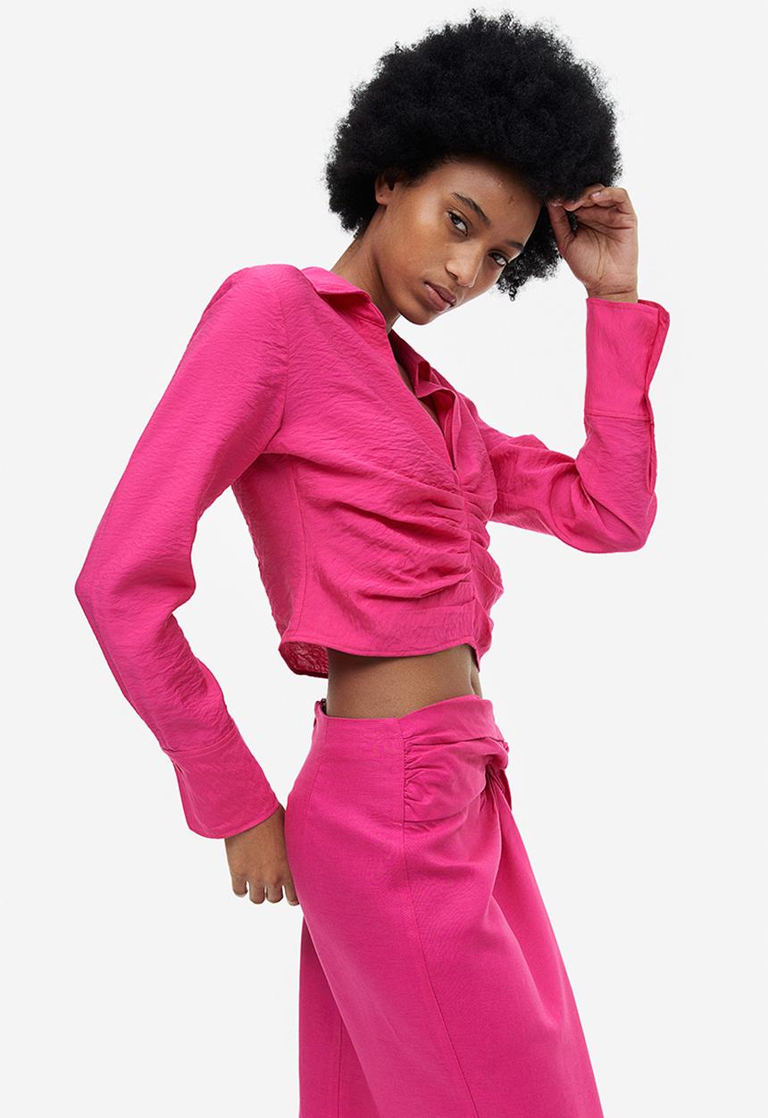 H&M - Collared blouse - cerise