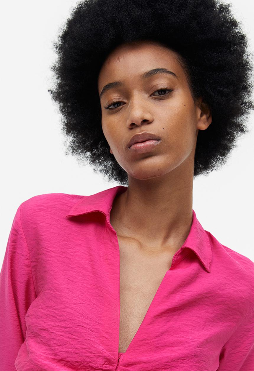 H&M - Collared blouse - cerise