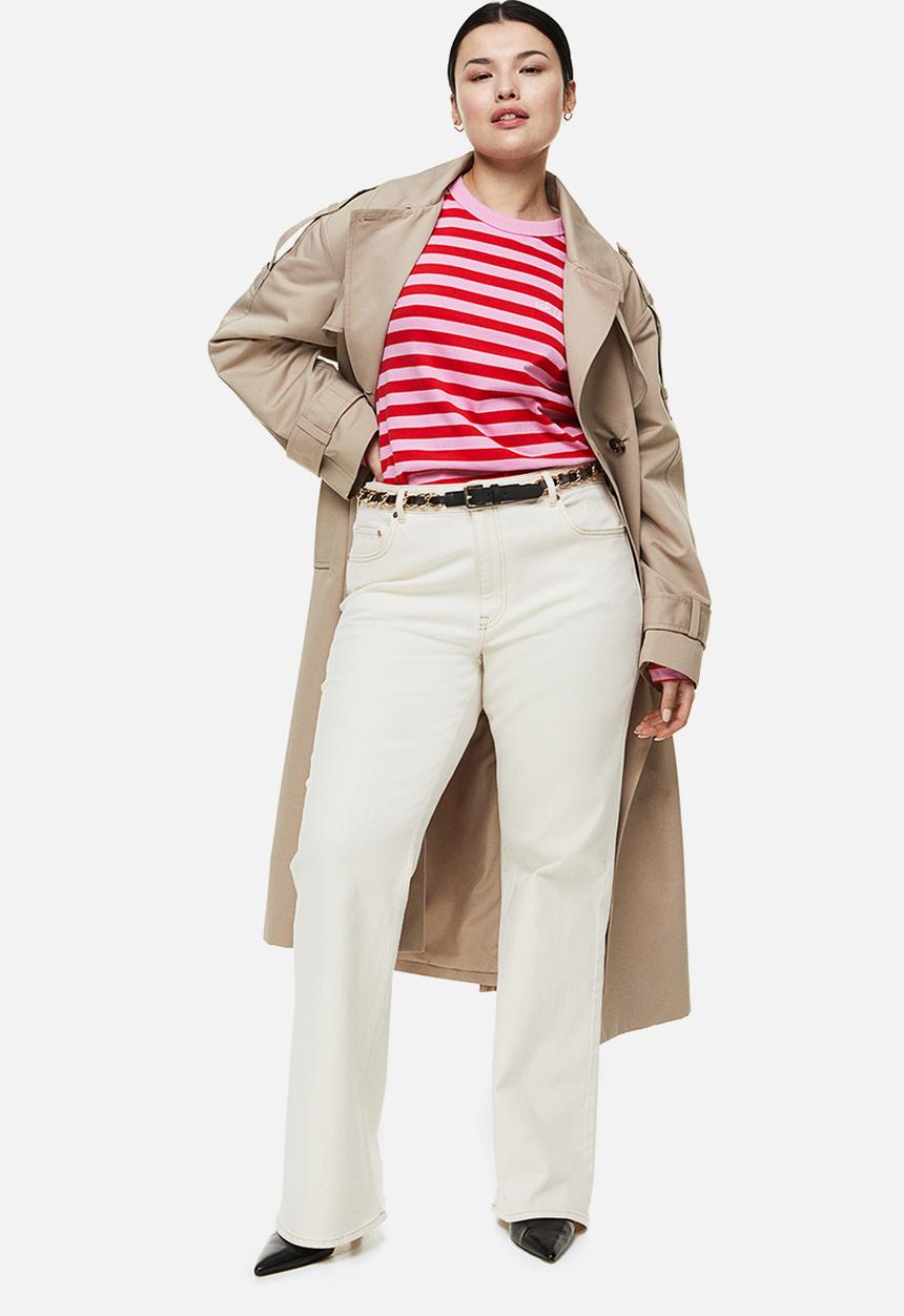 H&M - Cotton jersey top - pink/striped 