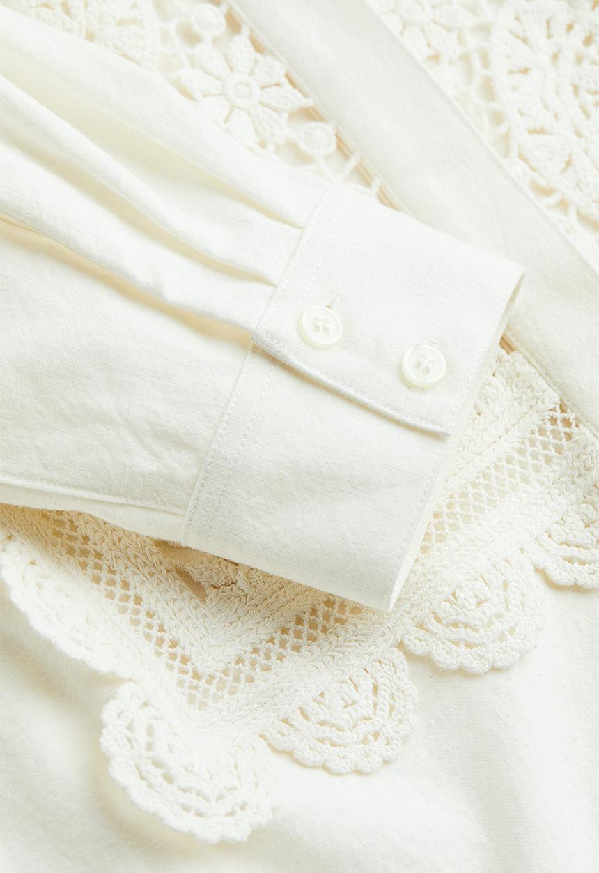 H&M - Lace-detail shirt - white