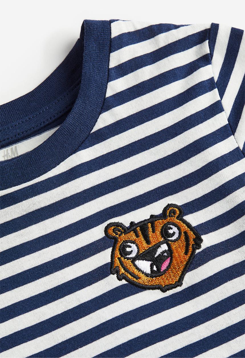 H&M - Printed T-shirt - dark blue/tiger