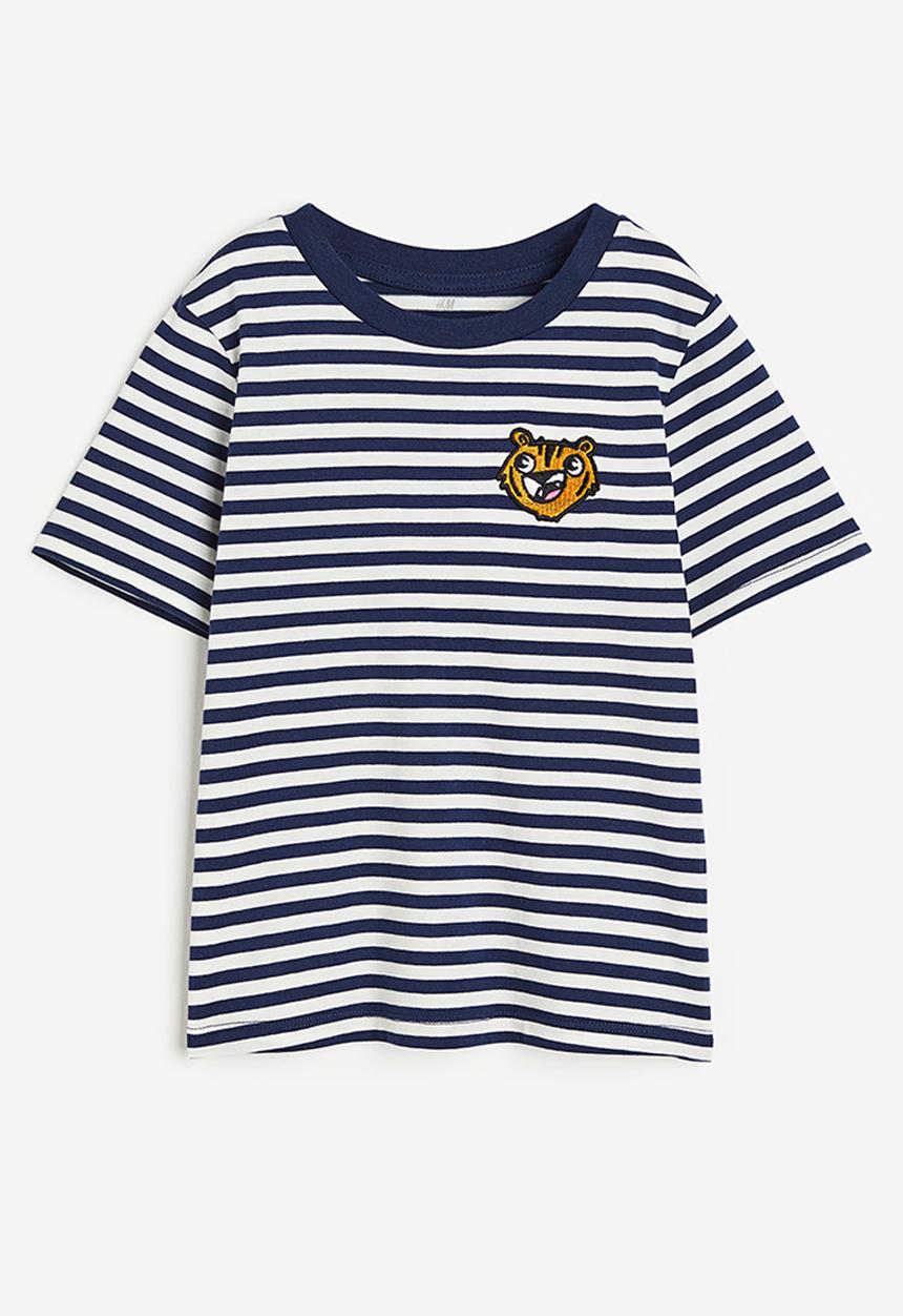 H&M - Printed T-shirt - dark blue/tiger