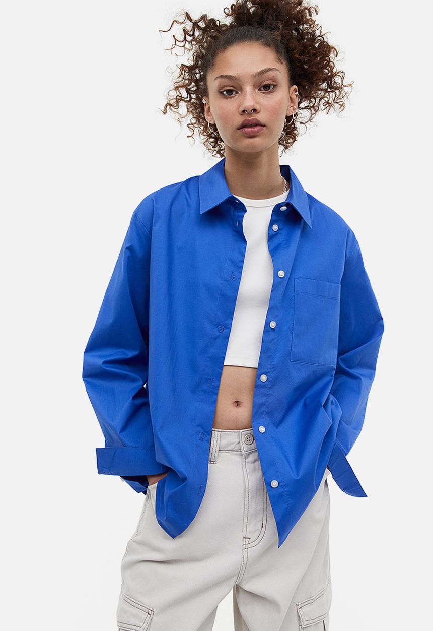 H&M - Cotton poplin shirt - bright blue 