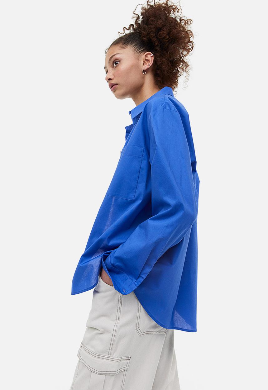 H&M - Cotton poplin shirt - bright blue 