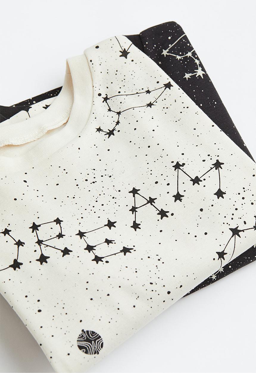 H&M - 2-pack printed pyjamas - black/constellations