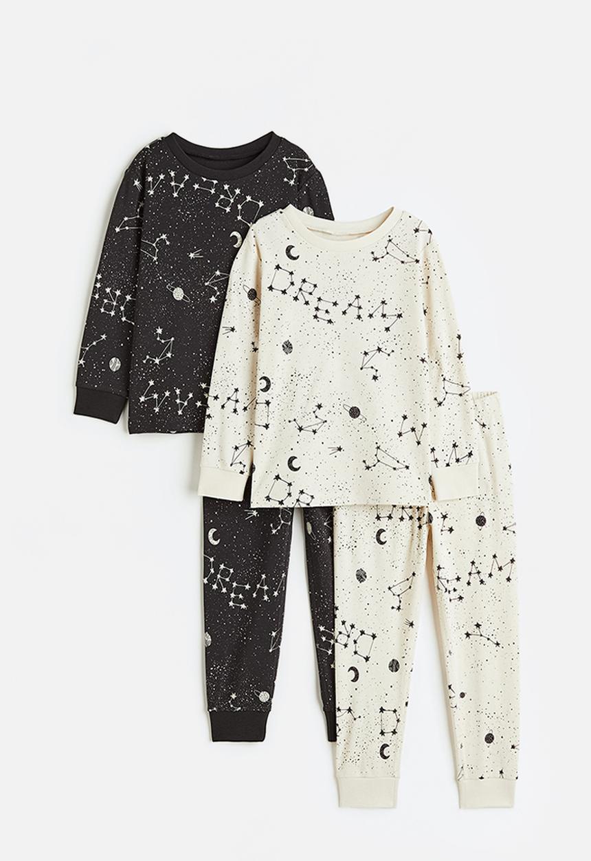 H&M - 2-pack printed pyjamas - black/constellations