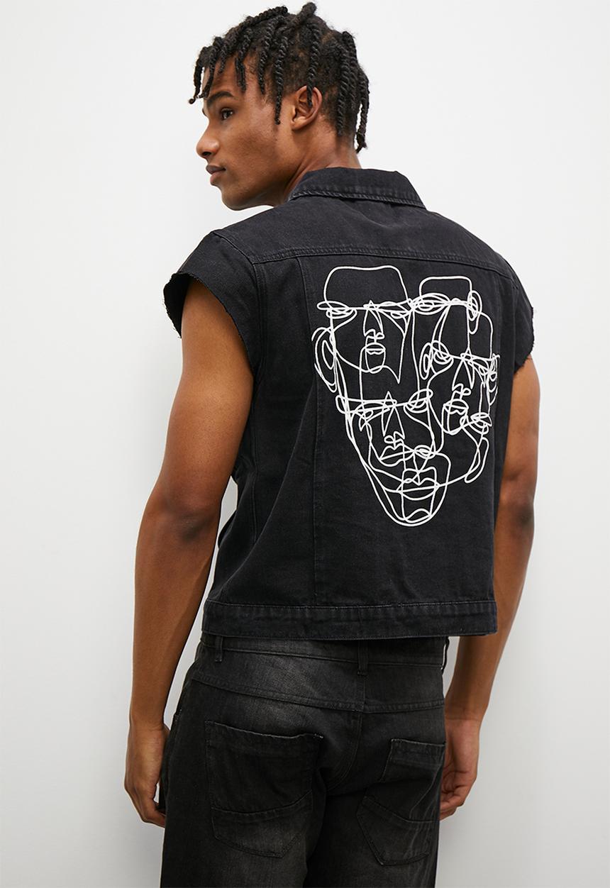 STYLE REPUBLIC - Ozzle fashion sleeveless trucker jacket - black