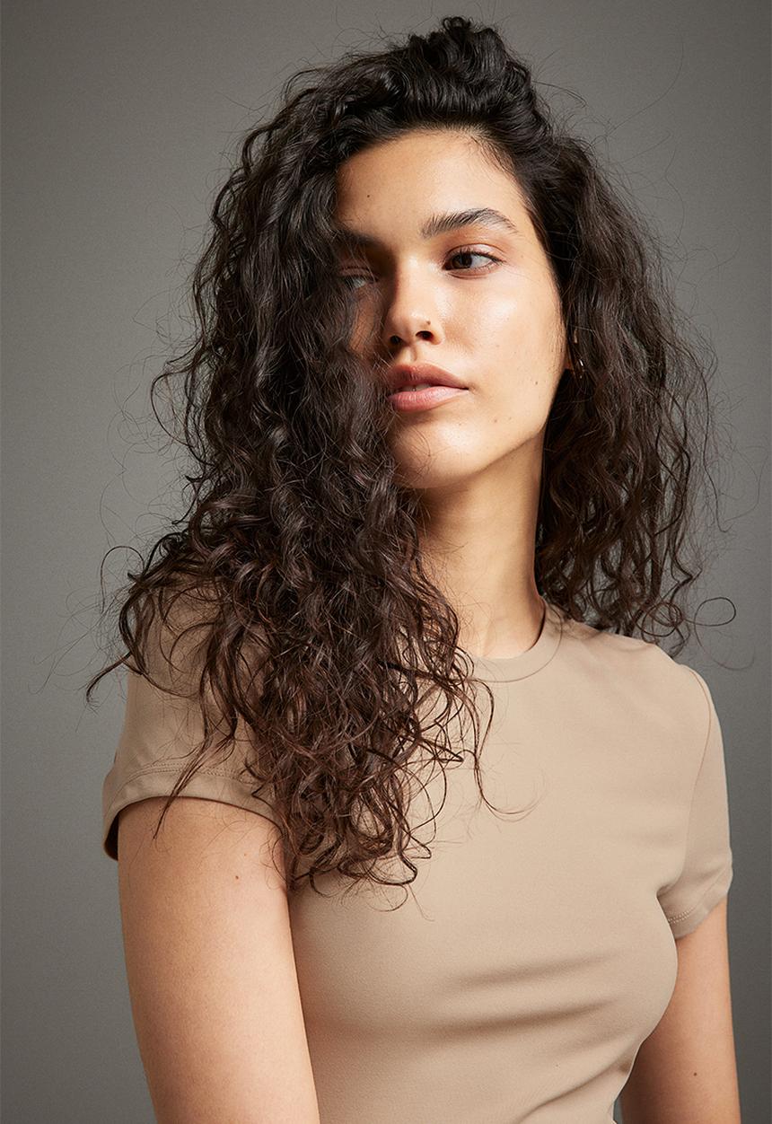 H&M - Fitted microfibre t-shirt - greige