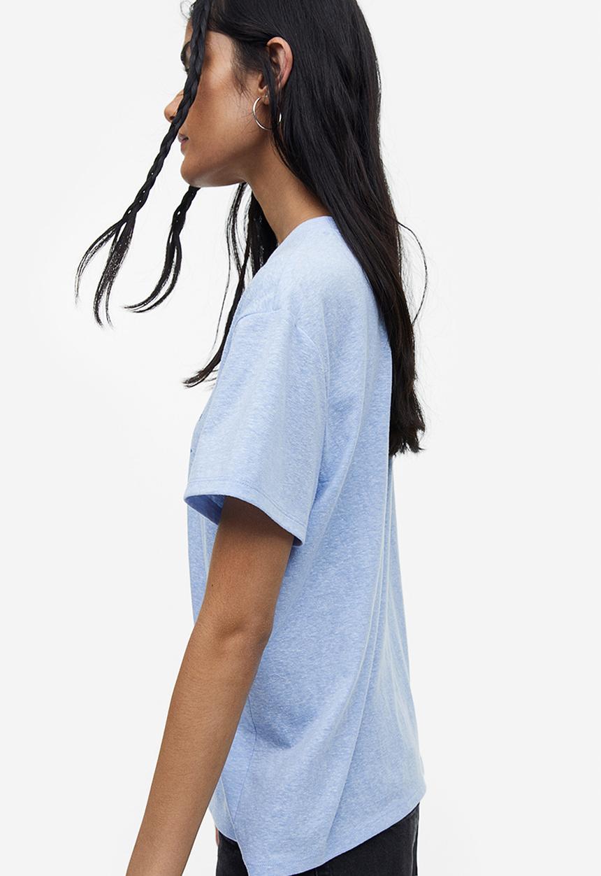 H&M - T-shirt - light blue marl/memphis