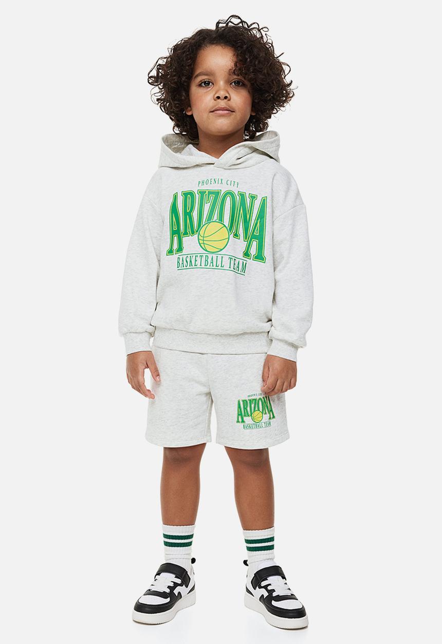 H&M - 2-piece printed sweatshirt set - light grey marl/arizona 