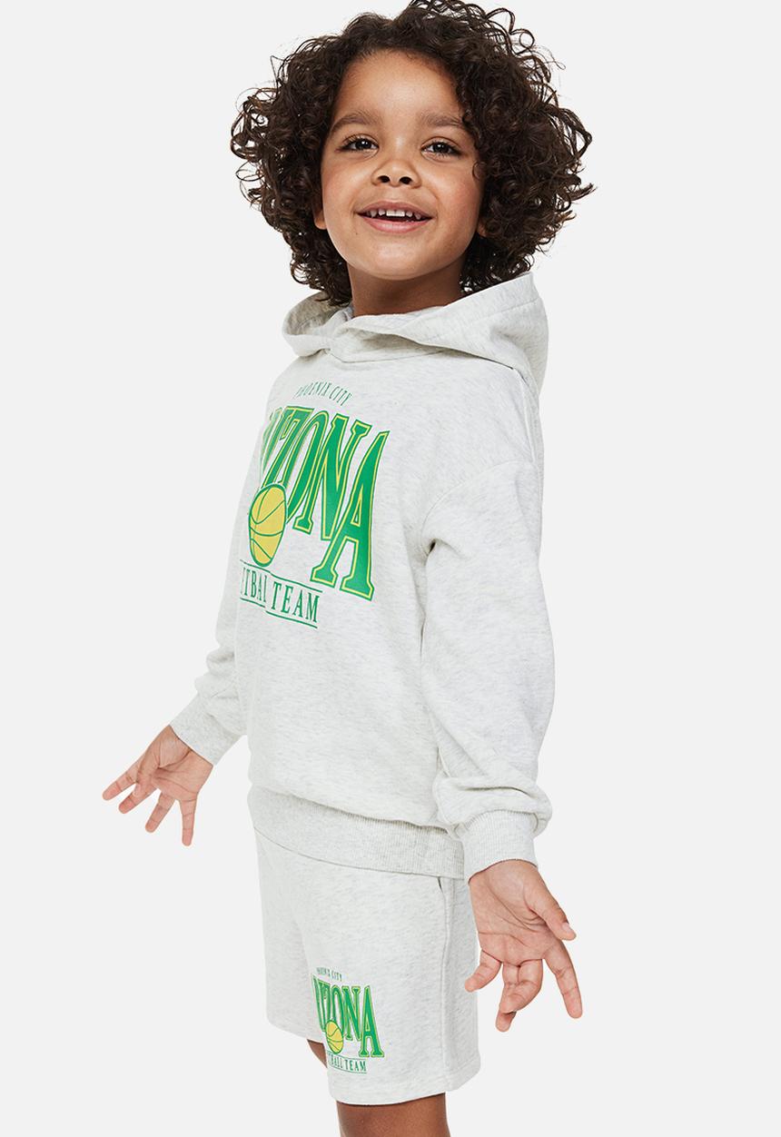 H&M - 2-piece printed sweatshirt set - light grey marl/arizona 
