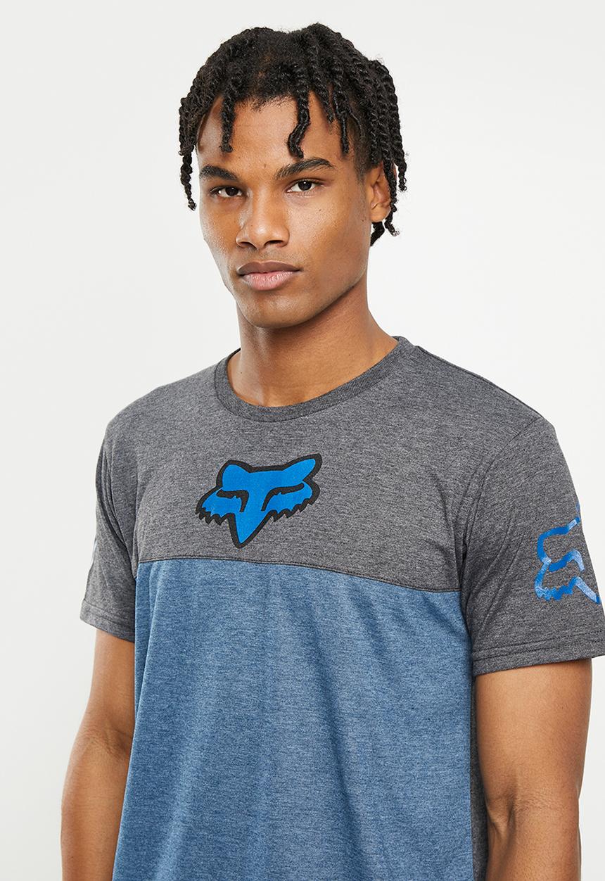 Fox - Split race tee - grey & blue