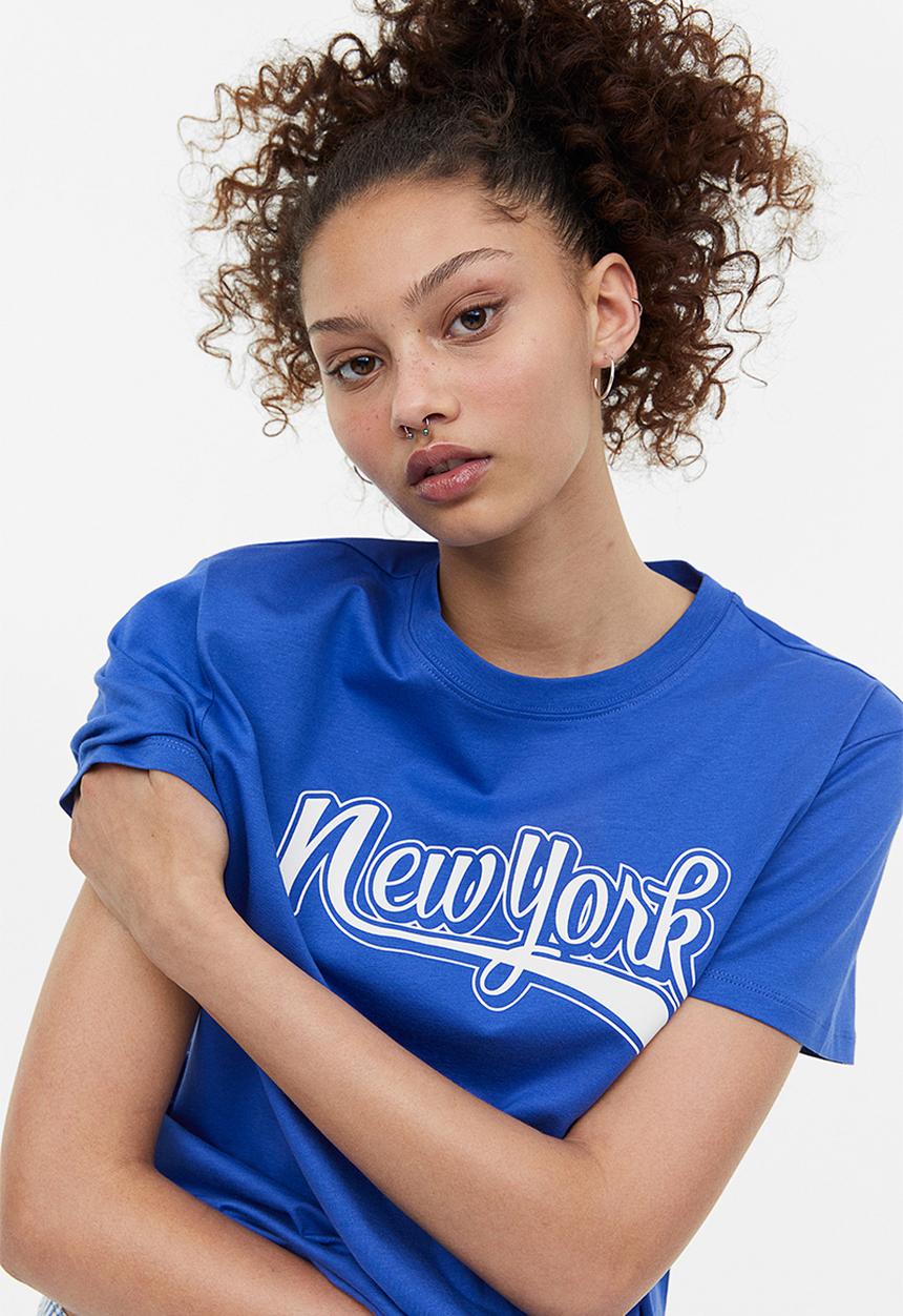 H&M - T-shirt - bright blue/new york 