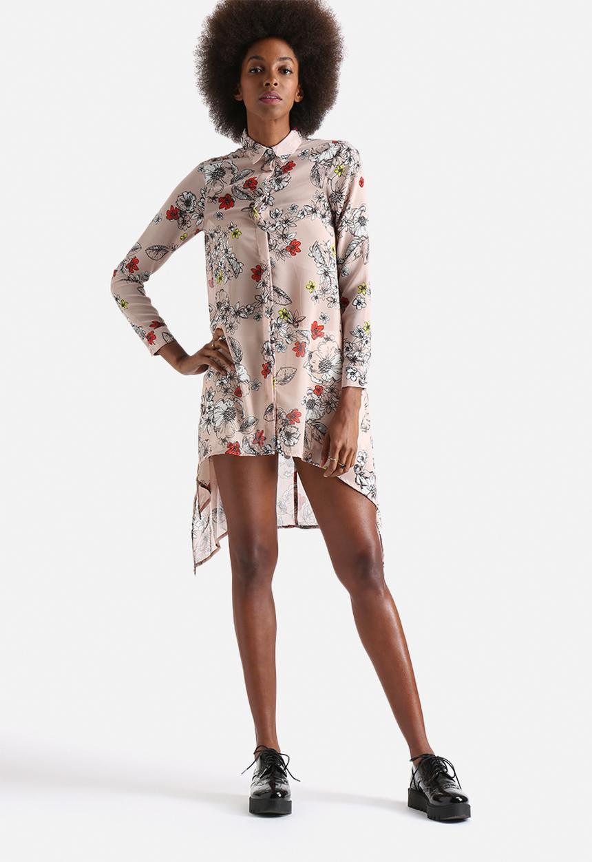 Influence. - Handkerchief Hem Floral Shirt 