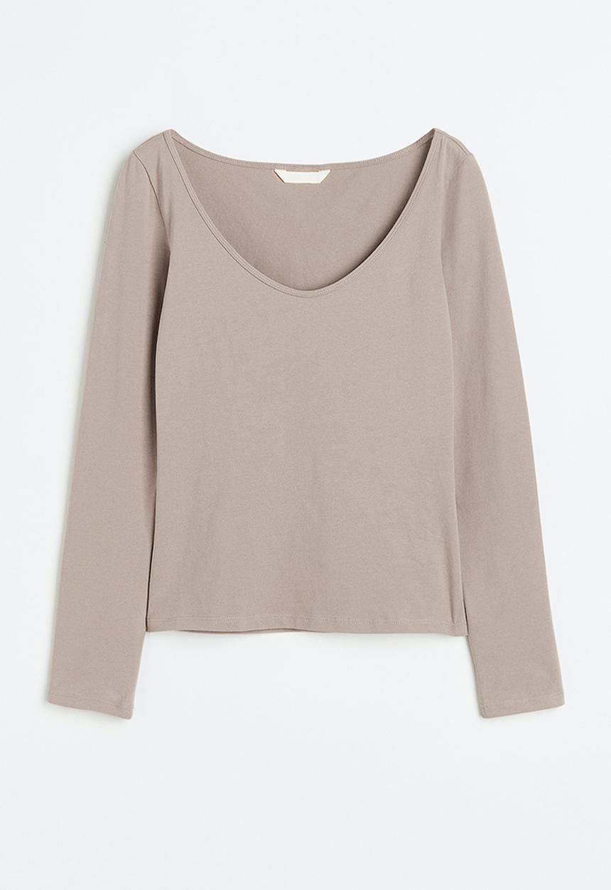 H&M - Long-sleeved jersey top - beige