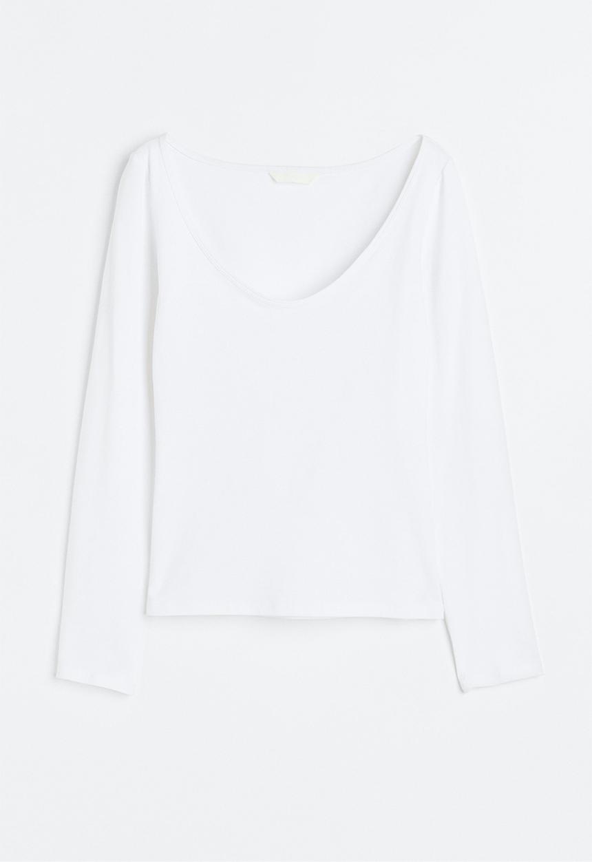 H&M - Long-sleeved jersey top - white