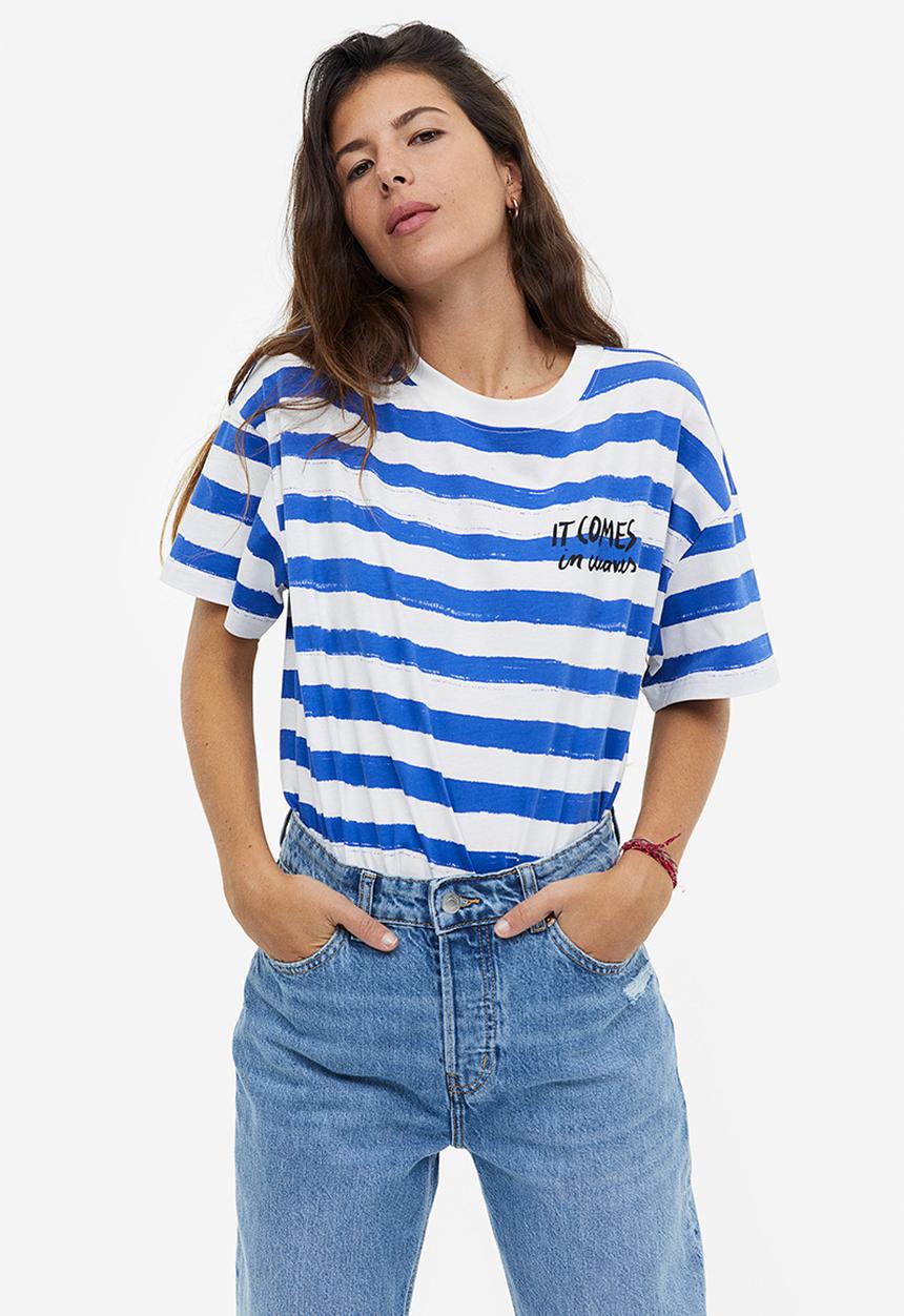 H&M - Printed t-shirt - blue/striped