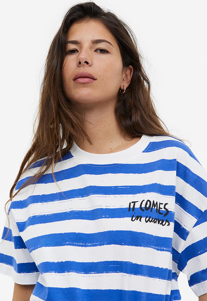 H&M - Printed t-shirt - blue/striped