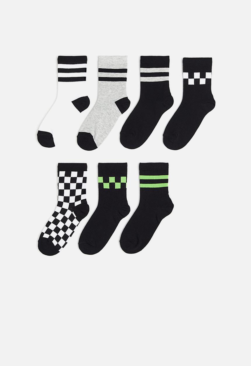 H&M - 7-pack socks - black/chequered 