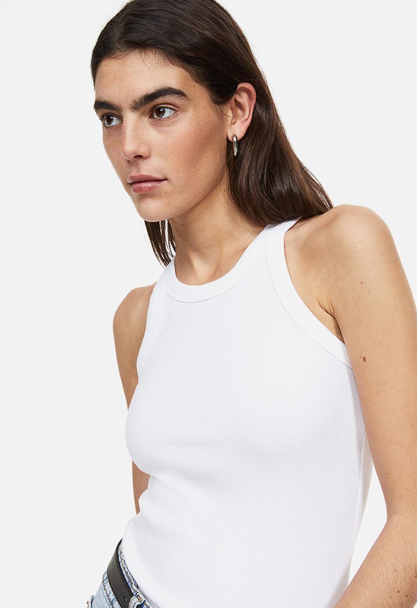 H&M - Ribbed vest top - white