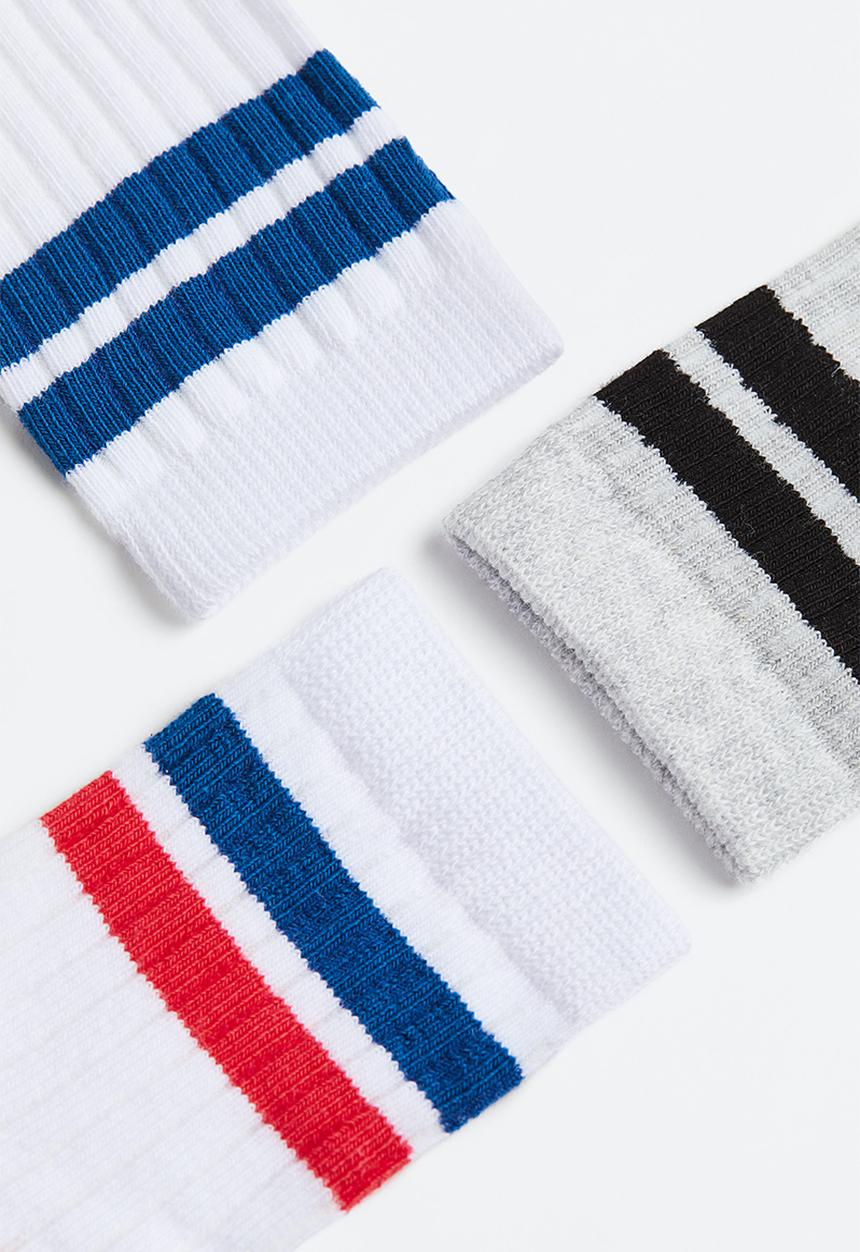 H&M - 3 Pack socks - light grey marl & striped 