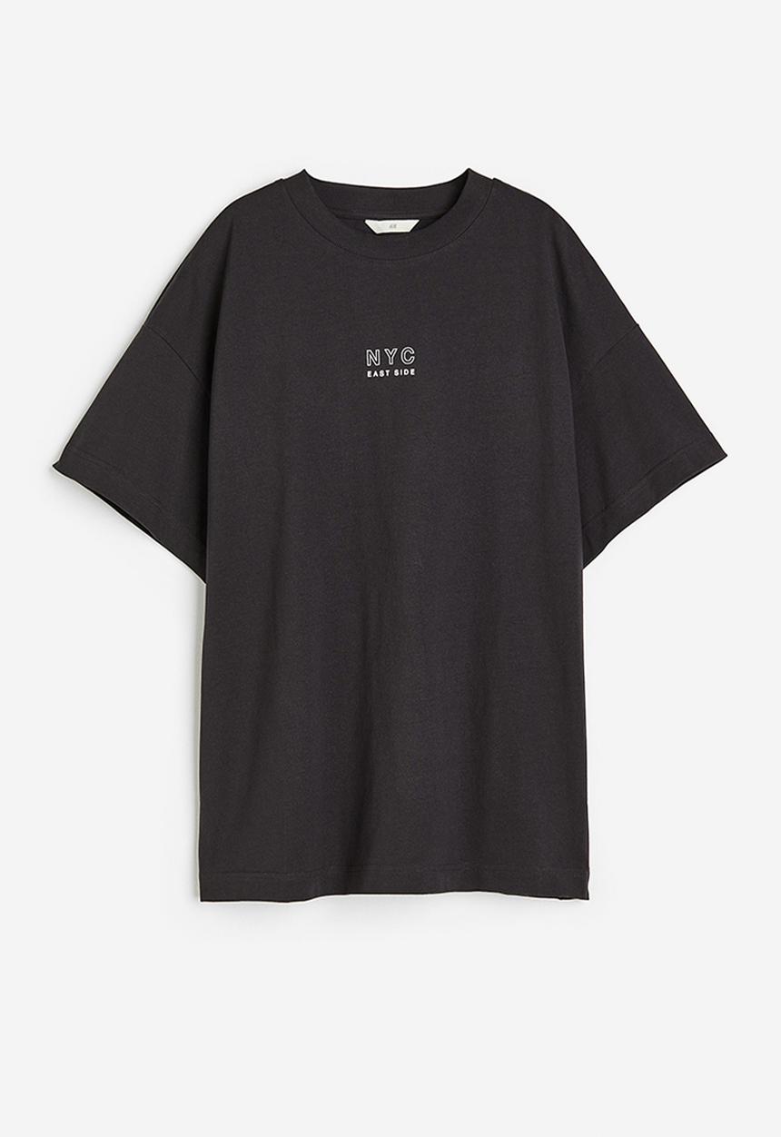 H&M - Oversized t-shirt - dark grey/nyc