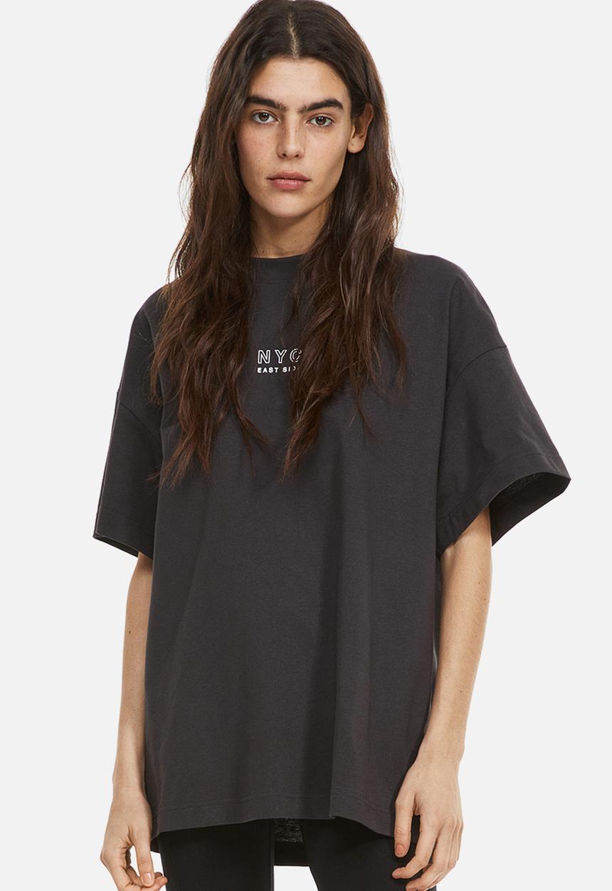 H&M - Oversized t-shirt - dark grey/nyc