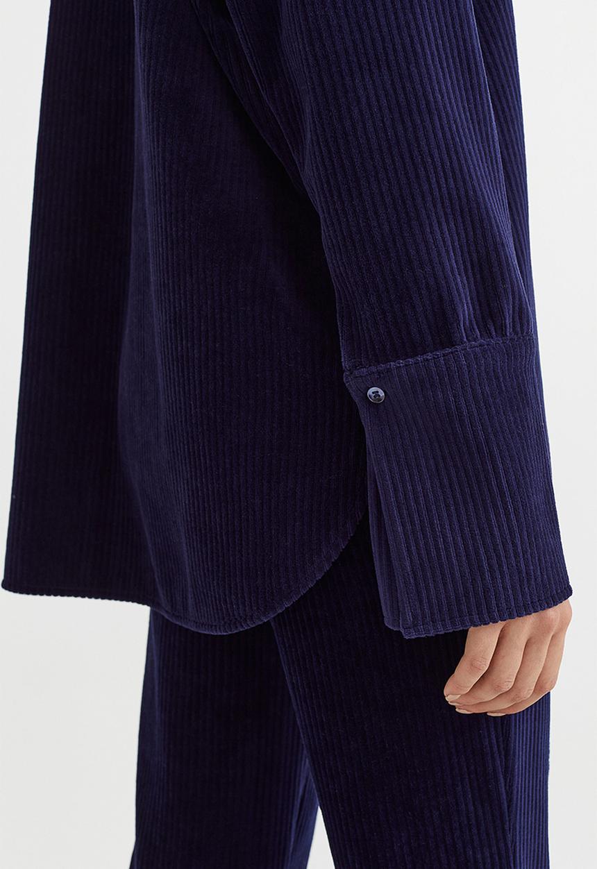 H&M - Ribbed velour shirt - dark blue